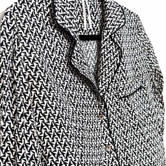 Anthropologie Black White Geometric Pajama Top Small Button Front Sleep Blouse - Picture 7 of 11